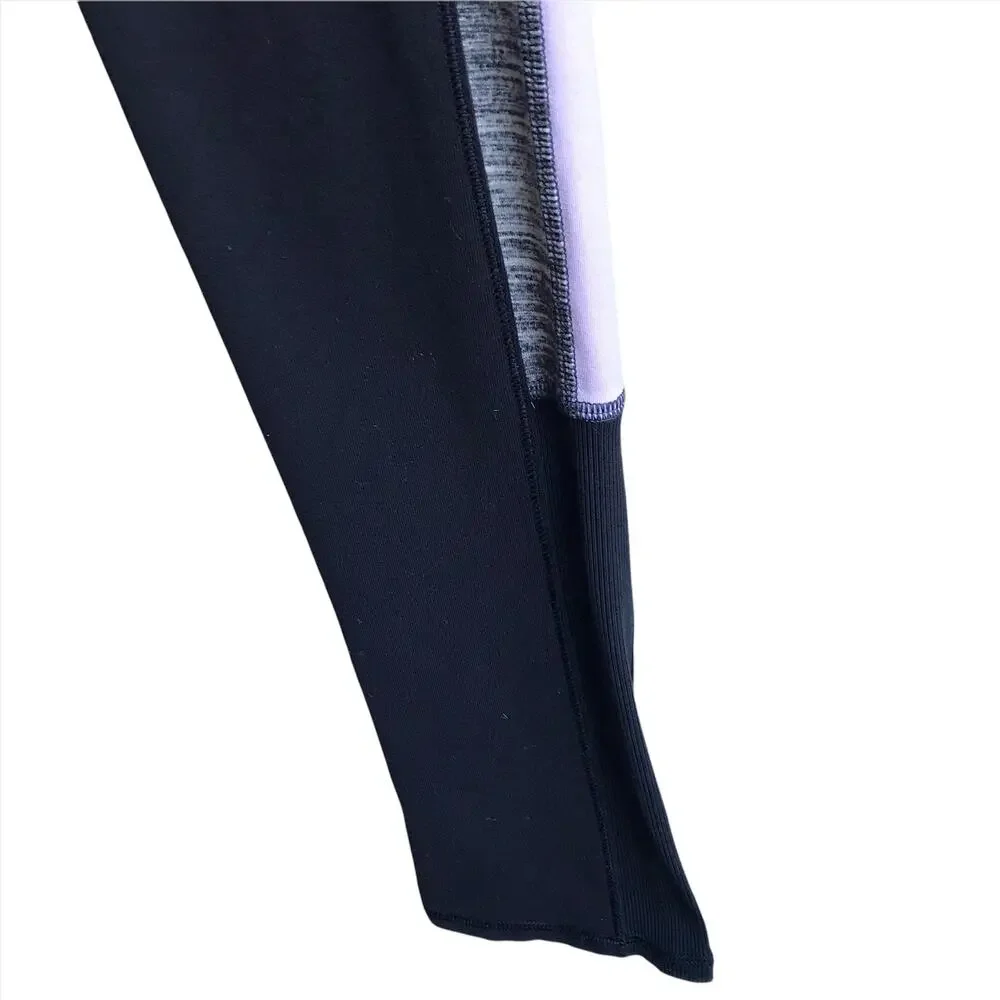 Ivivva Black Rhythmic Tights Leggings Size 12 G Pink Gray Space Dye Side Panels